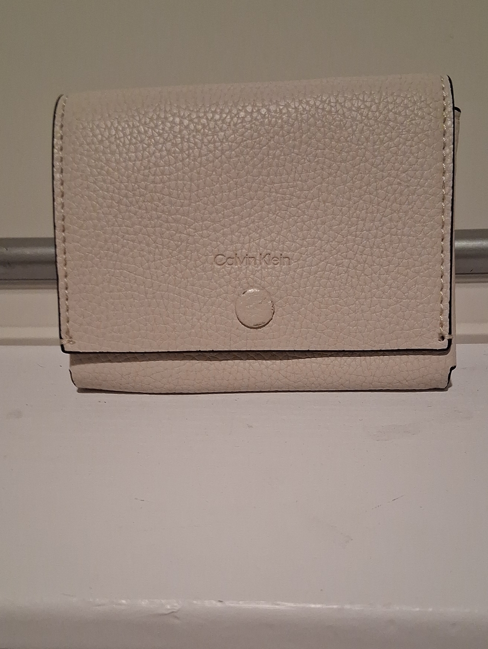 Calvin Klein Pebbled Cream Leather Compact Wallet